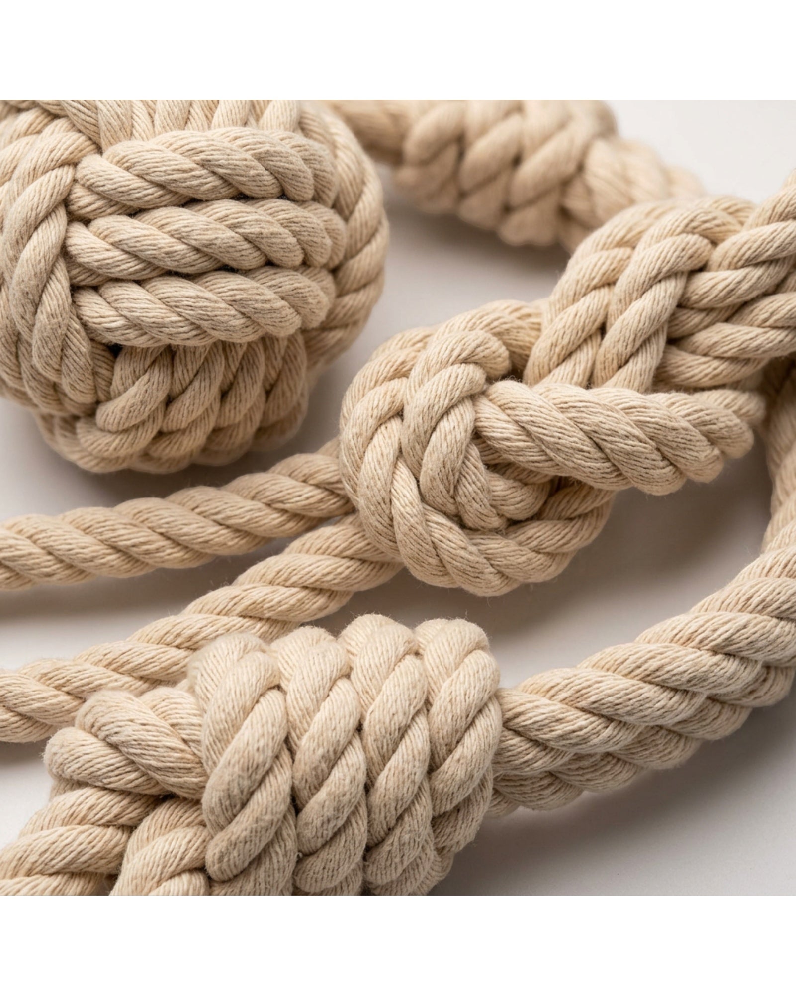 Gdbfx Cotton Rope Dog Toys Three Piece Natural - Detail view